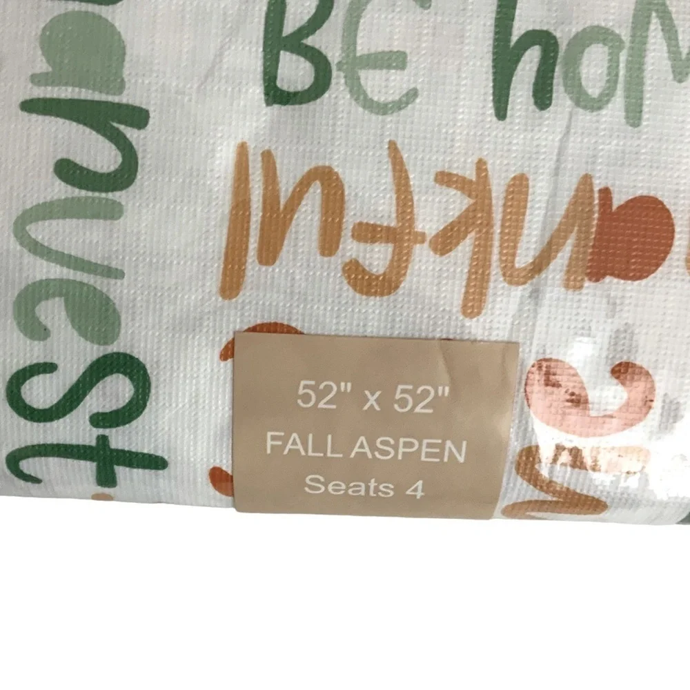 Harvest Homes Tablecloth Thanksgiving Indoor Outdoor Multicolor Square 52 in